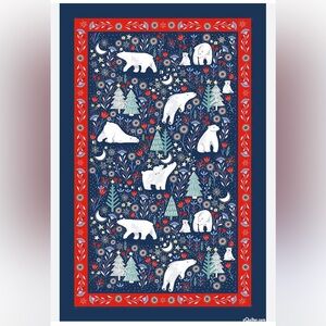 Ulster Weavers Christmas tea towel 100% cotton polar bears blue red white